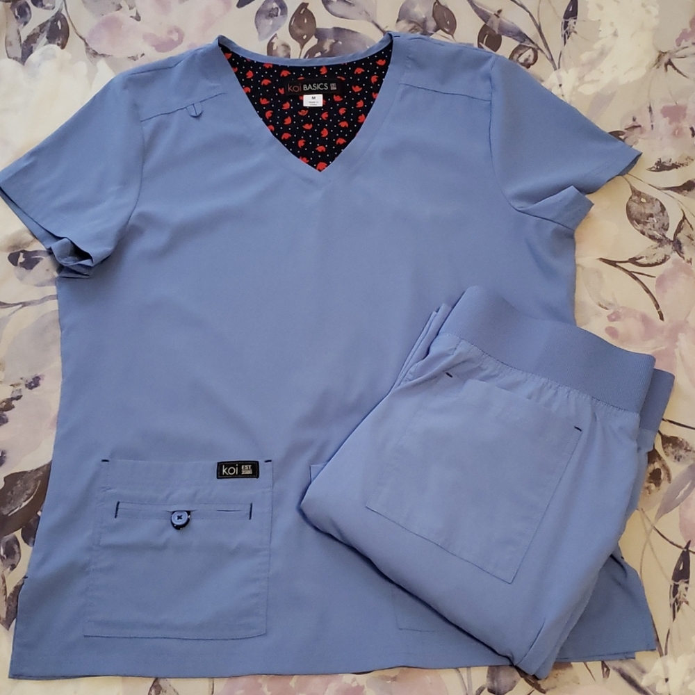 Koi Basics Becca V-Neck Top and Pant Scrubs Set